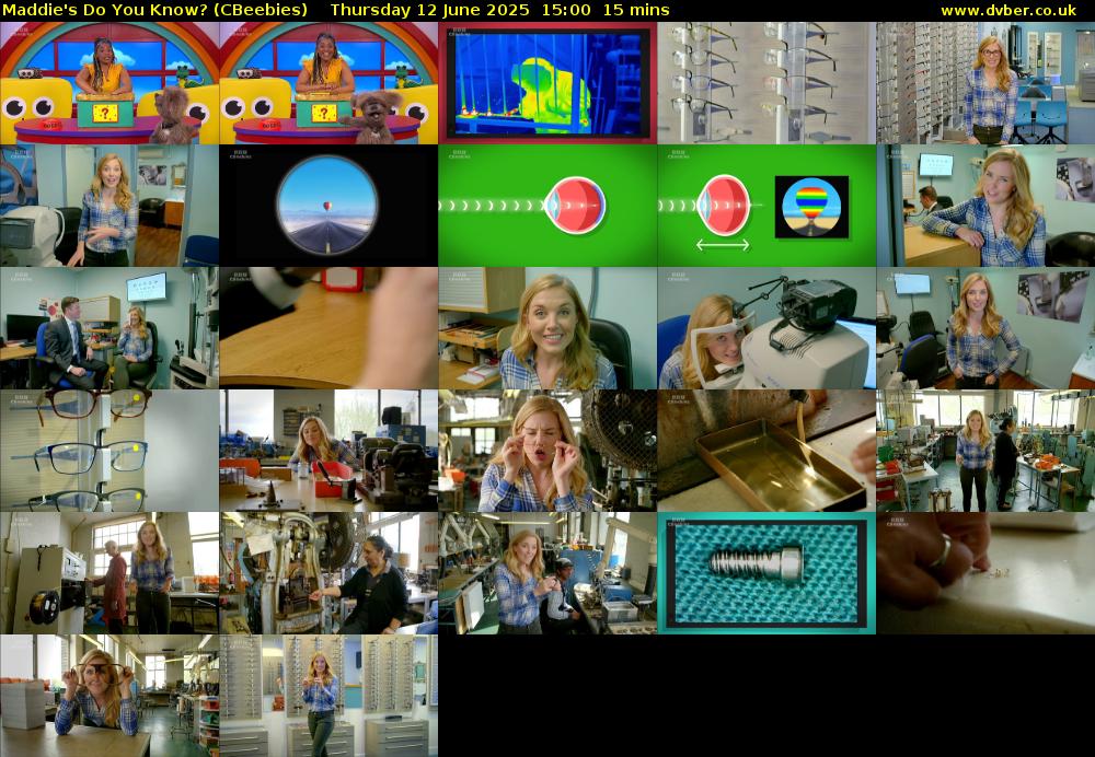 Maddie's Do You Know? (CBeebies) Thursday 12 June 2025 15:00 - 15:15
