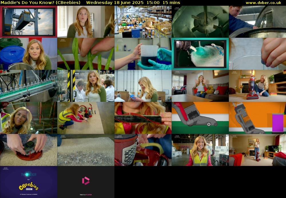 Maddie's Do You Know? (CBeebies) Wednesday 18 June 2025 15:00 - 15:15