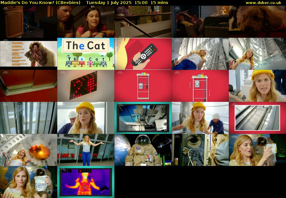 Maddie's Do You Know? (CBeebies) Tuesday 1 July 2025 15:00 - 15:15