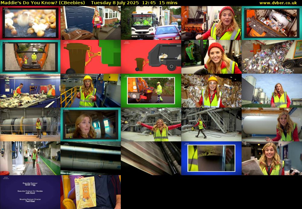 Maddie's Do You Know? (CBeebies) Tuesday 8 July 2025 12:45 - 13:00