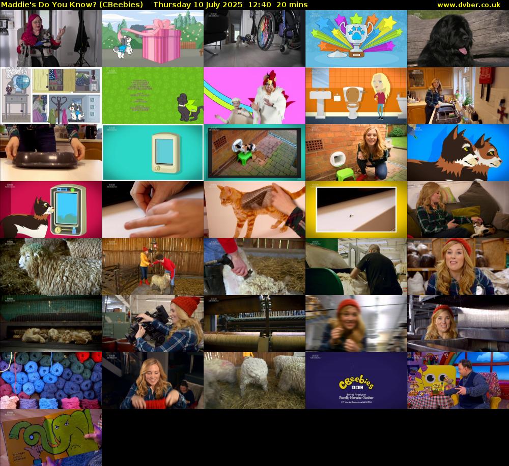 Maddie's Do You Know? (CBeebies) Thursday 10 July 2025 12:40 - 13:00