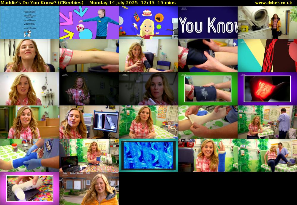 Maddie's Do You Know? (CBeebies) Monday 14 July 2025 12:45 - 13:00