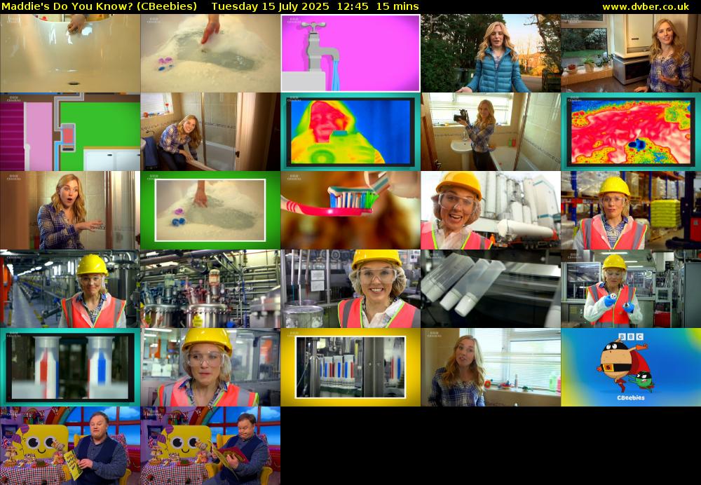 Maddie's Do You Know? (CBeebies) Tuesday 15 July 2025 12:45 - 13:00