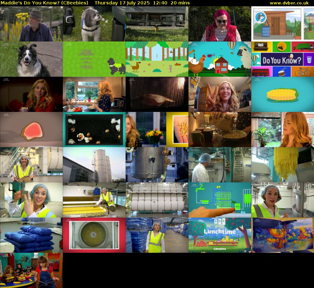 Maddie's Do You Know? (CBeebies) Thursday 17 July 2025 12:40 - 13:00