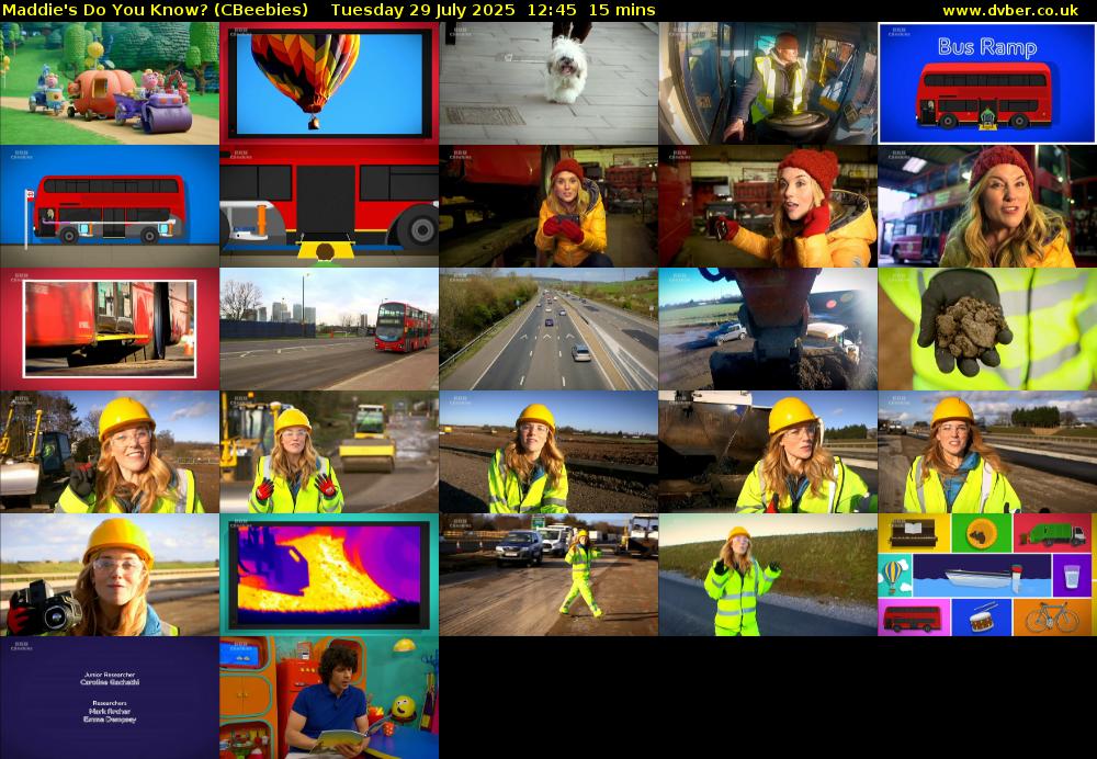 Maddie's Do You Know? (CBeebies) Tuesday 29 July 2025 12:45 - 13:00