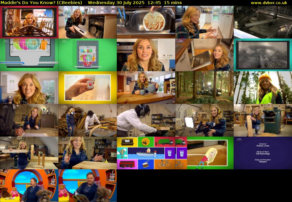 Maddie's Do You Know? (CBeebies) Wednesday 30 July 2025 12:45 - 13:00