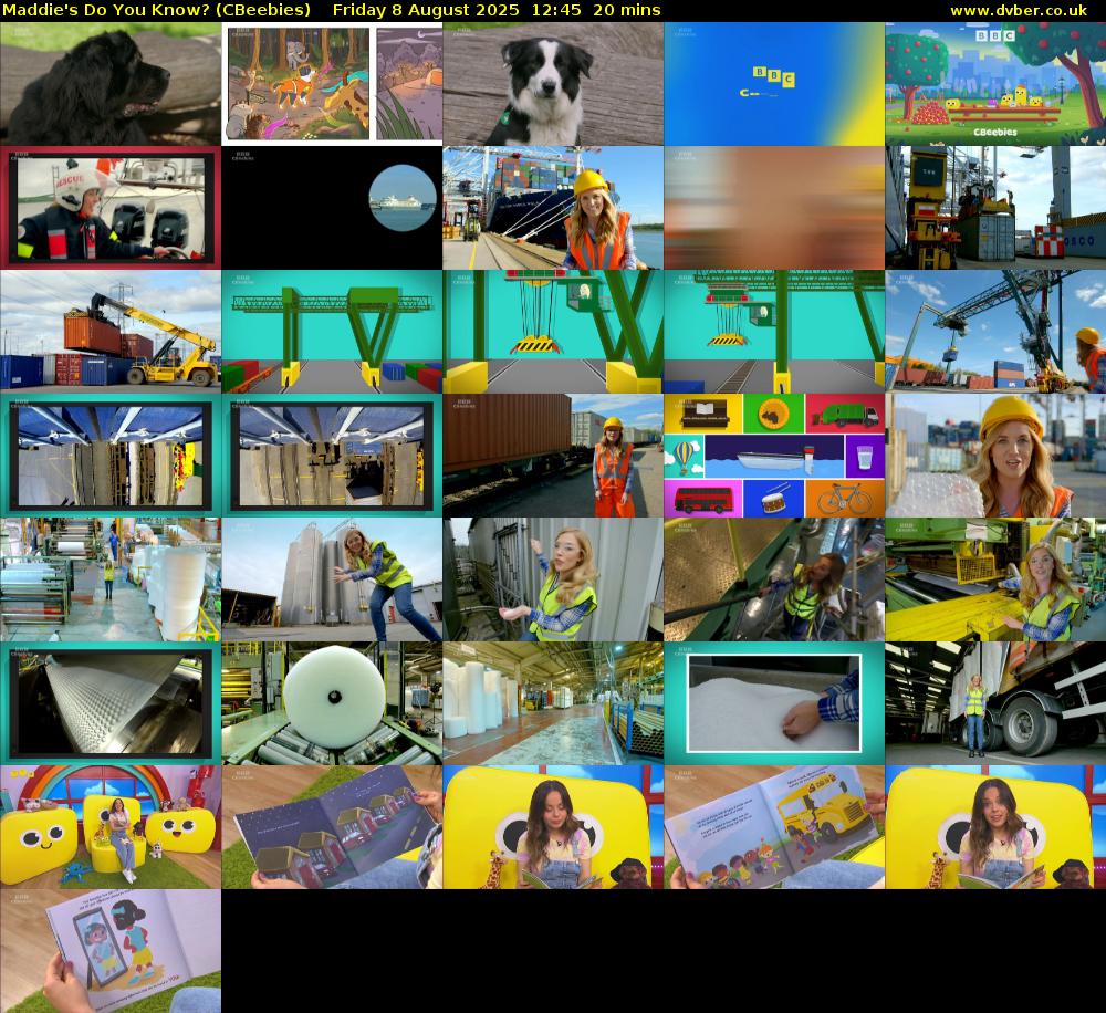 Maddie's Do You Know? (CBeebies) Friday 8 August 2025 12:45 - 13:05