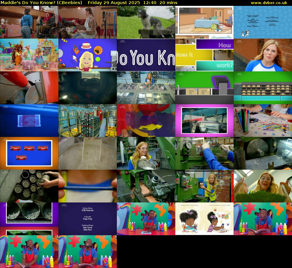 Maddie's Do You Know? (CBeebies) Friday 29 August 2025 12:40 - 13:00