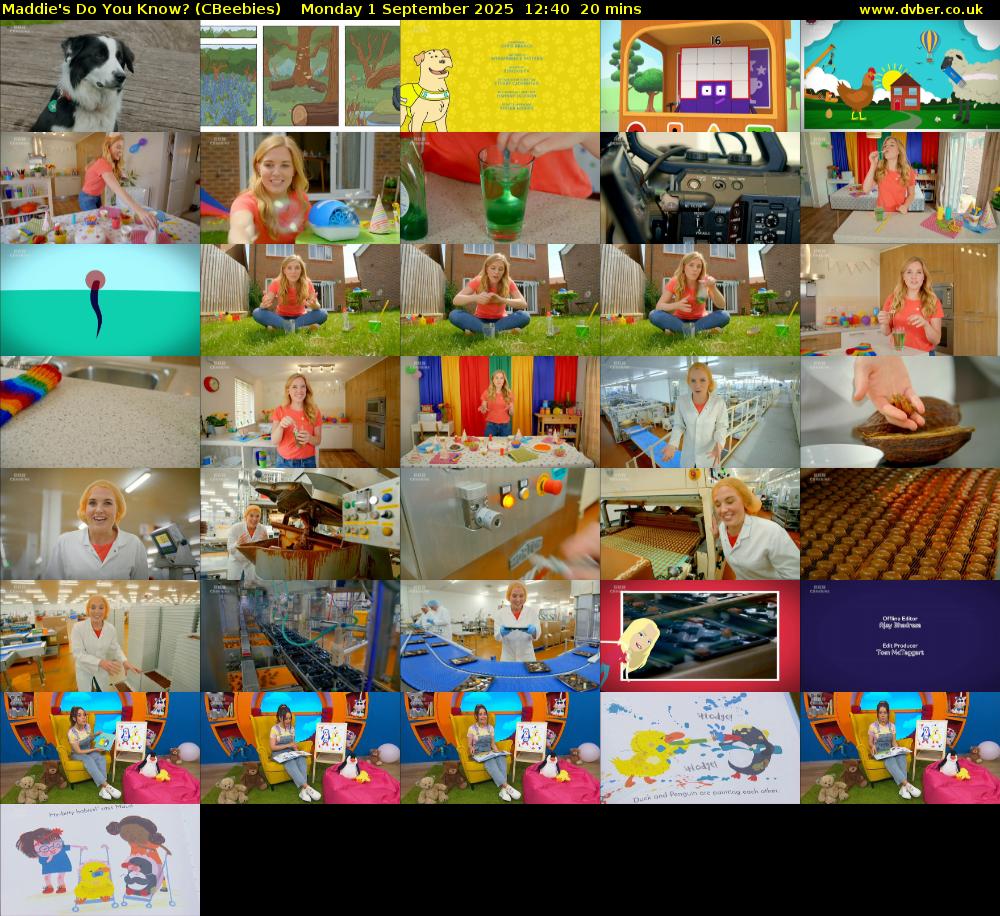 Maddie's Do You Know? (CBeebies) Monday 1 September 2025 12:40 - 13:00