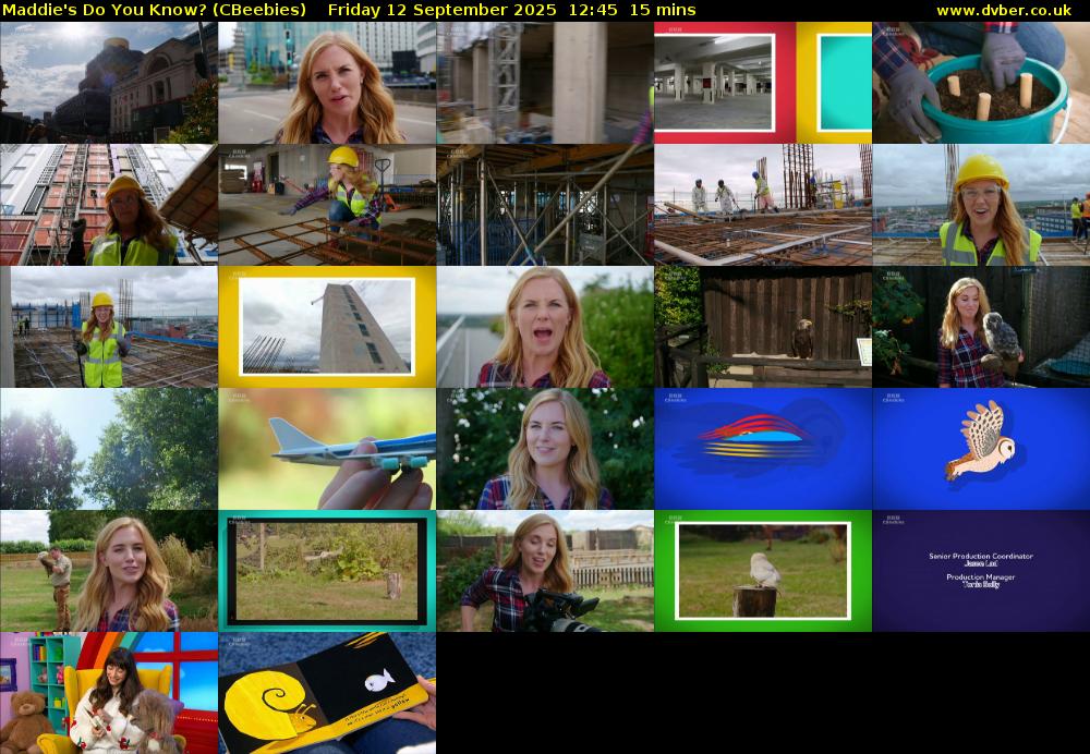 Maddie's Do You Know? (CBeebies) Friday 12 September 2025 12:45 - 13:00