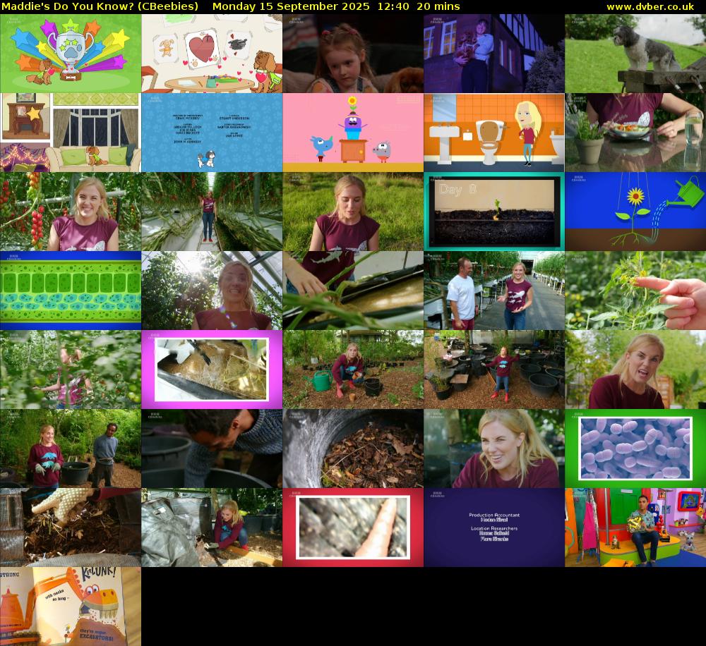 Maddie's Do You Know? (CBeebies) Monday 15 September 2025 12:40 - 13:00