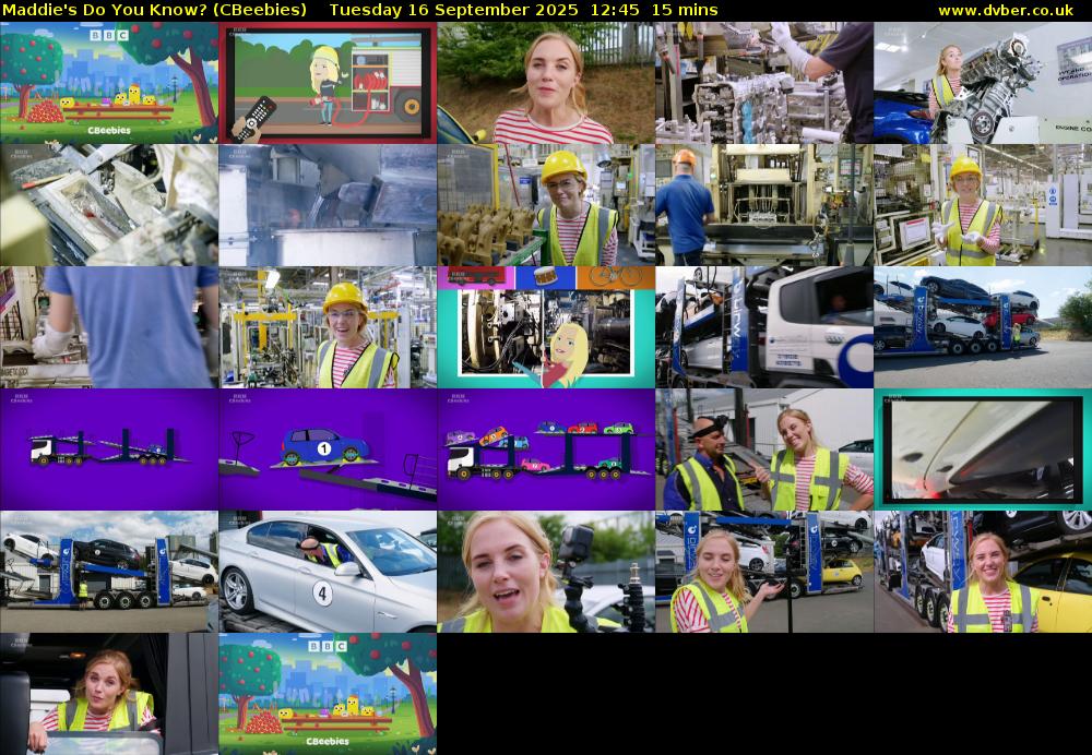 Maddie's Do You Know? (CBeebies) Tuesday 16 September 2025 12:45 - 13:00