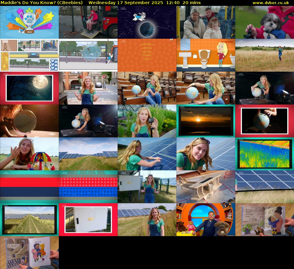 Maddie's Do You Know? (CBeebies) Wednesday 17 September 2025 12:40 - 13:00