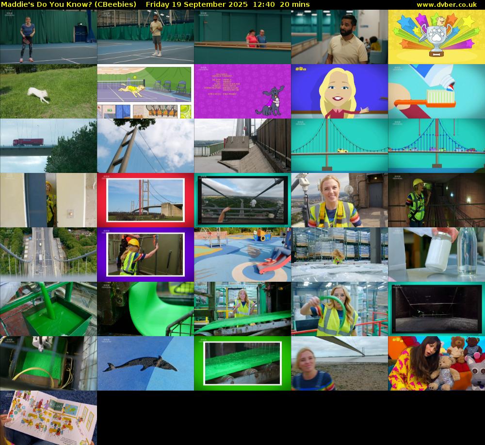 Maddie's Do You Know? (CBeebies) Friday 19 September 2025 12:40 - 13:00