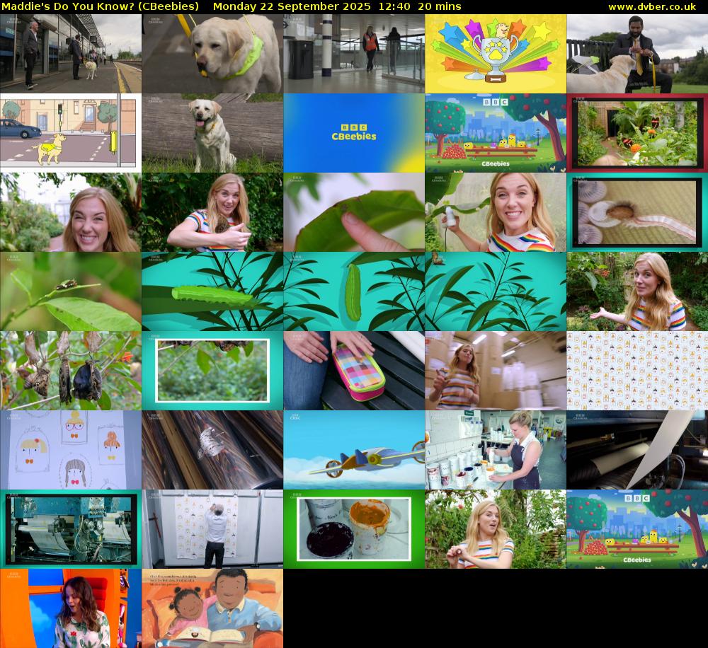 Maddie's Do You Know? (CBeebies) Monday 22 September 2025 12:40 - 13:00
