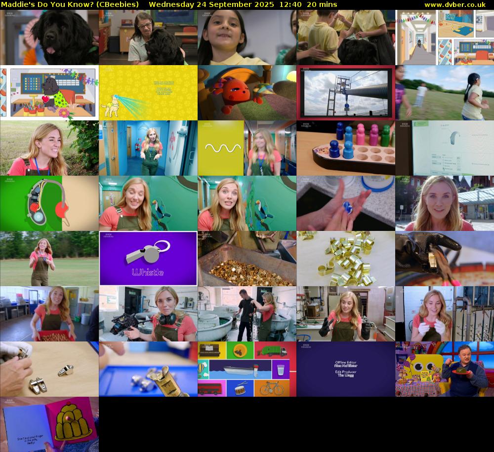 Maddie's Do You Know? (CBeebies) Wednesday 24 September 2025 12:40 - 13:00