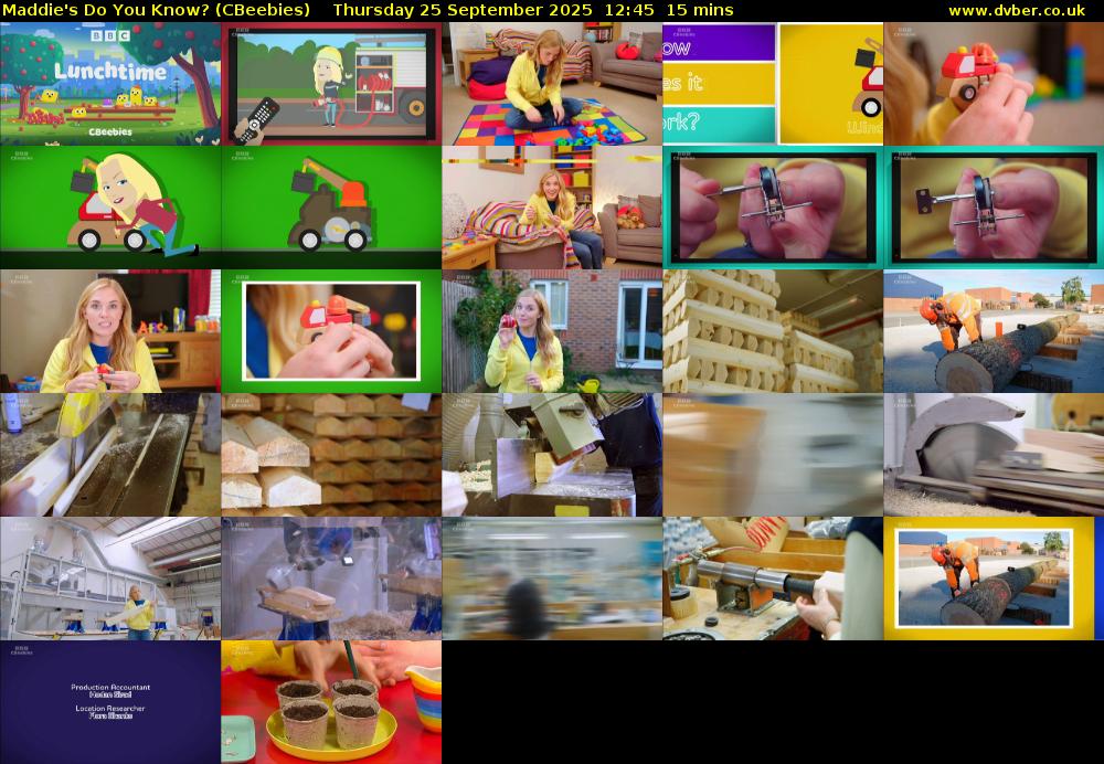 Maddie's Do You Know? (CBeebies) Thursday 25 September 2025 12:45 - 13:00