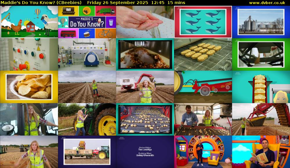 Maddie's Do You Know? (CBeebies) Friday 26 September 2025 12:45 - 13:00