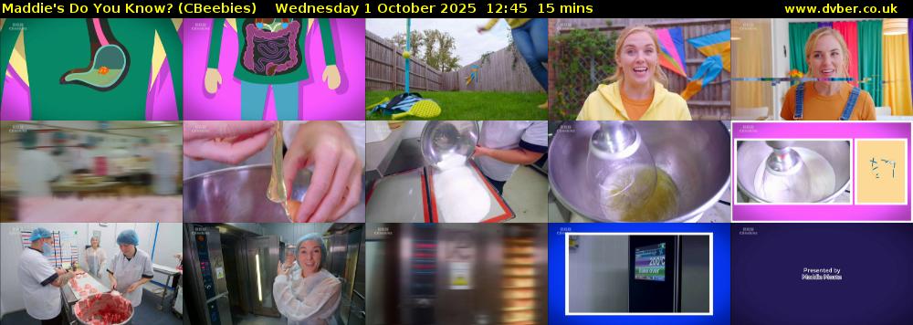 Maddie's Do You Know? (CBeebies) Wednesday 1 October 2025 12:45 - 13:00