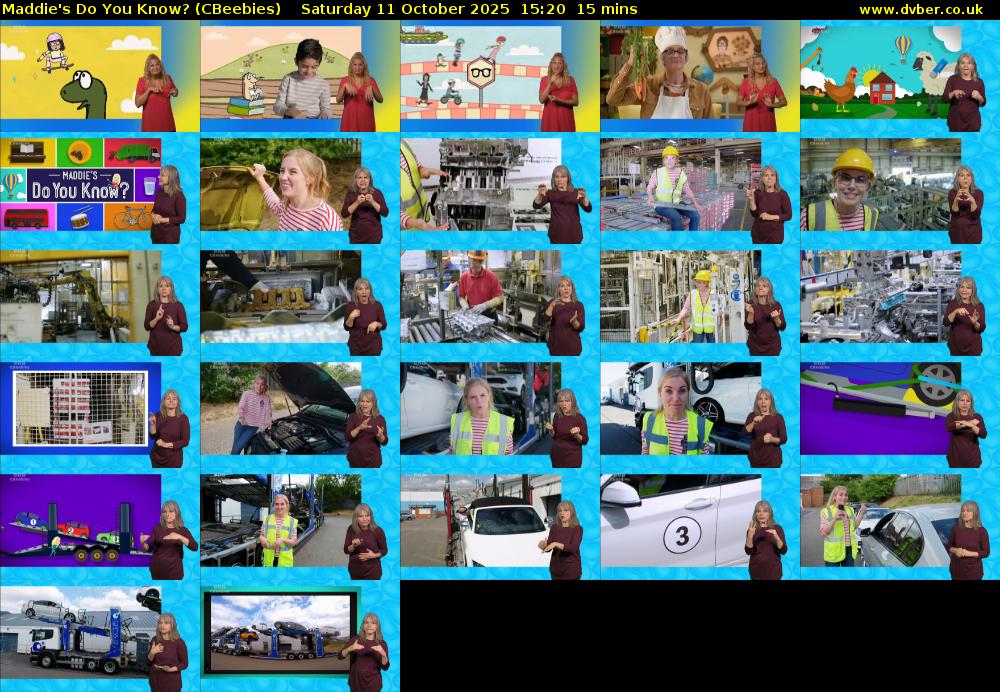 Maddie's Do You Know? (CBeebies) Saturday 11 October 2025 15:20 - 15:35