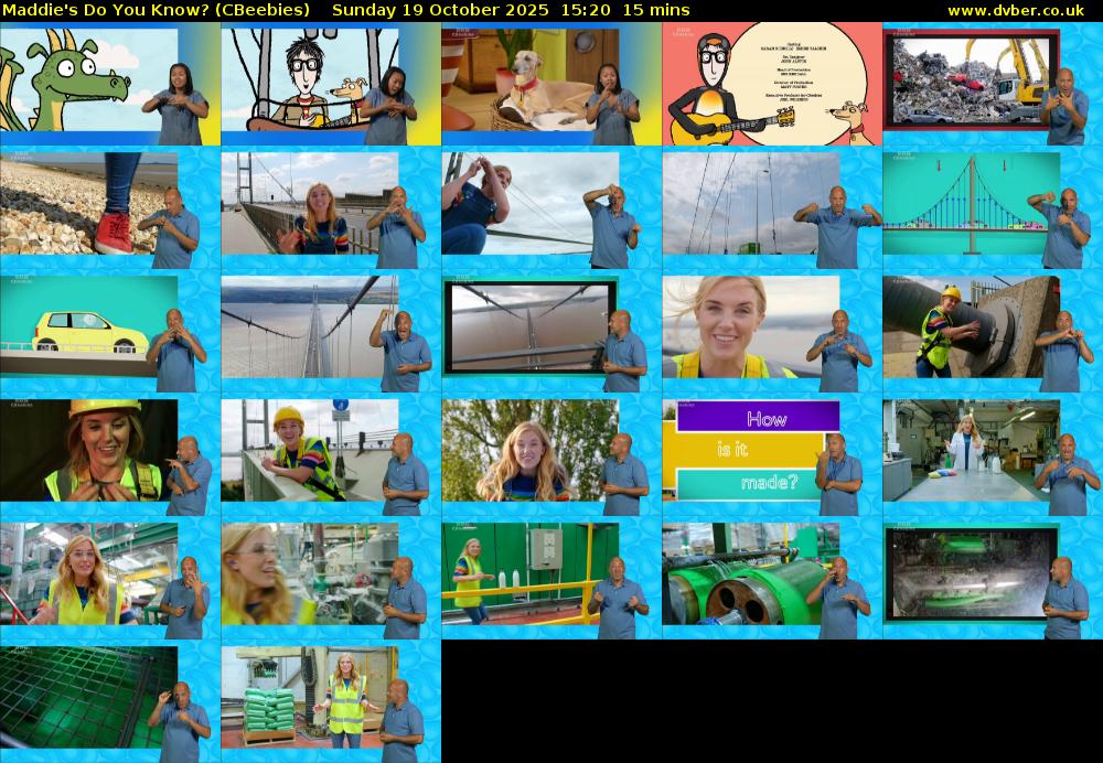 Maddie's Do You Know? (CBeebies) Sunday 19 October 2025 15:20 - 15:35