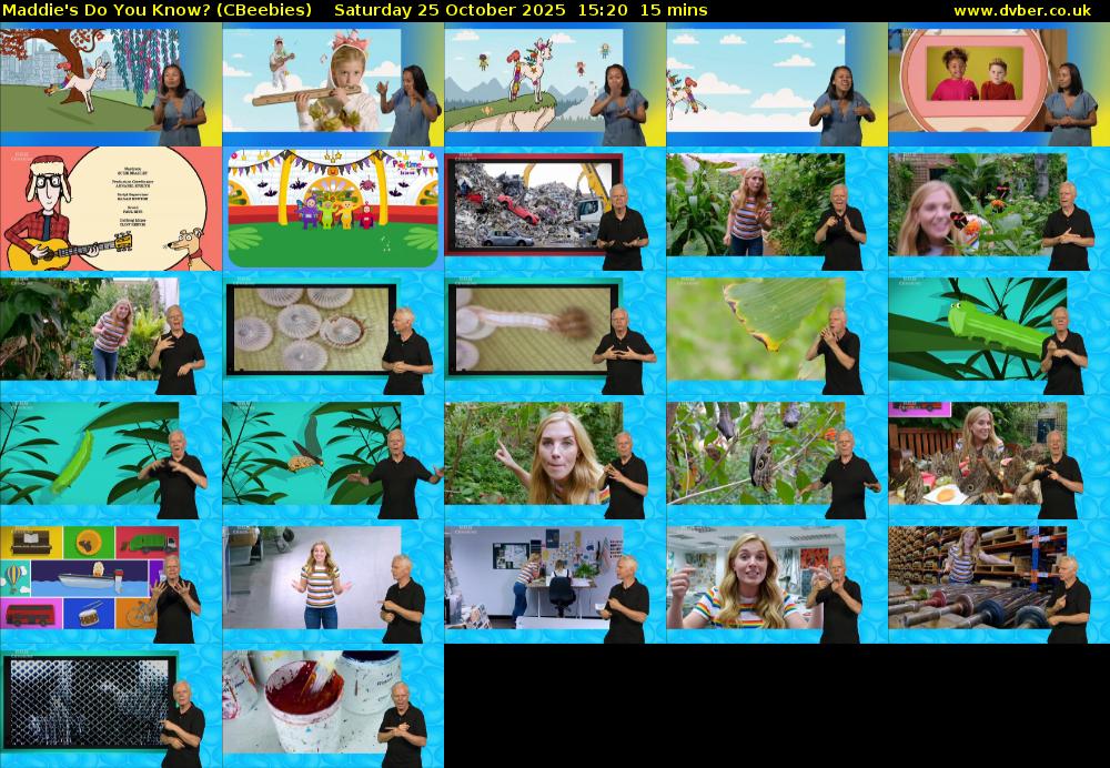 Maddie's Do You Know? (CBeebies) Saturday 25 October 2025 15:20 - 15:35