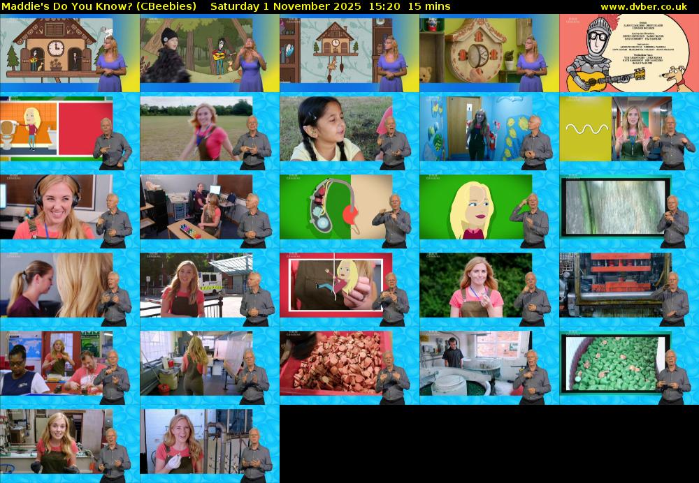 Maddie's Do You Know? (CBeebies) Saturday 1 November 2025 15:20 - 15:35