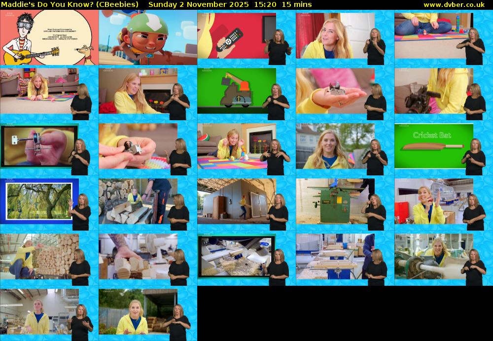 Maddie's Do You Know? (CBeebies) Sunday 2 November 2025 15:20 - 15:35