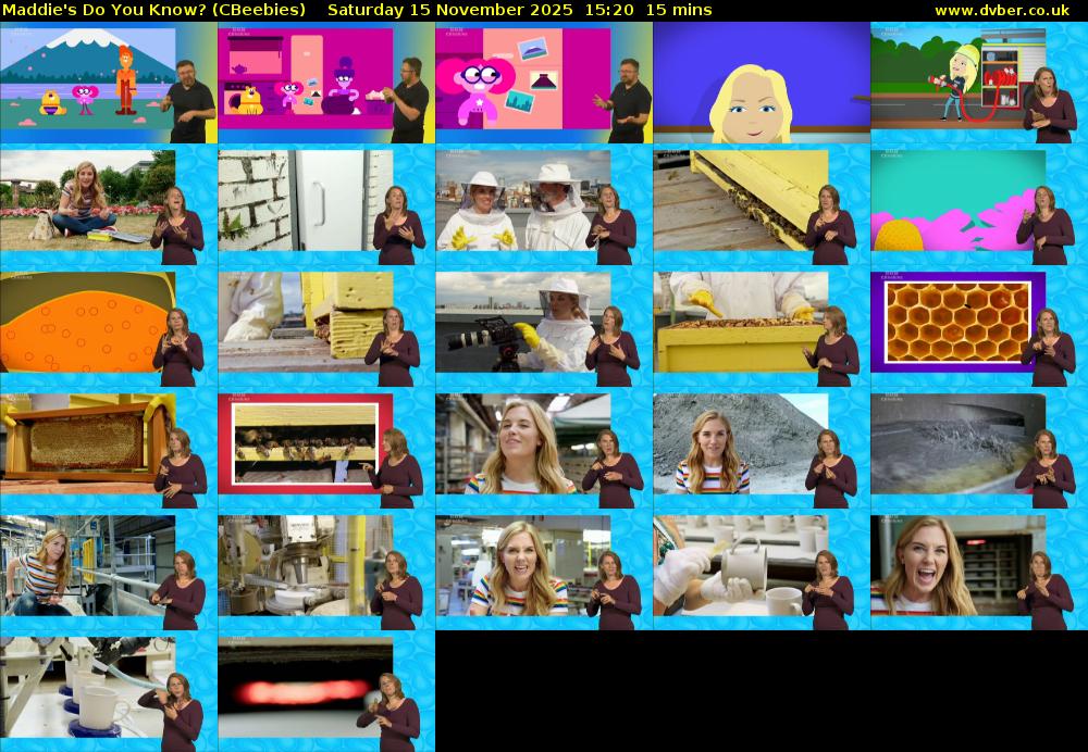 Maddie's Do You Know? (CBeebies) Saturday 15 November 2025 15:20 - 15:35