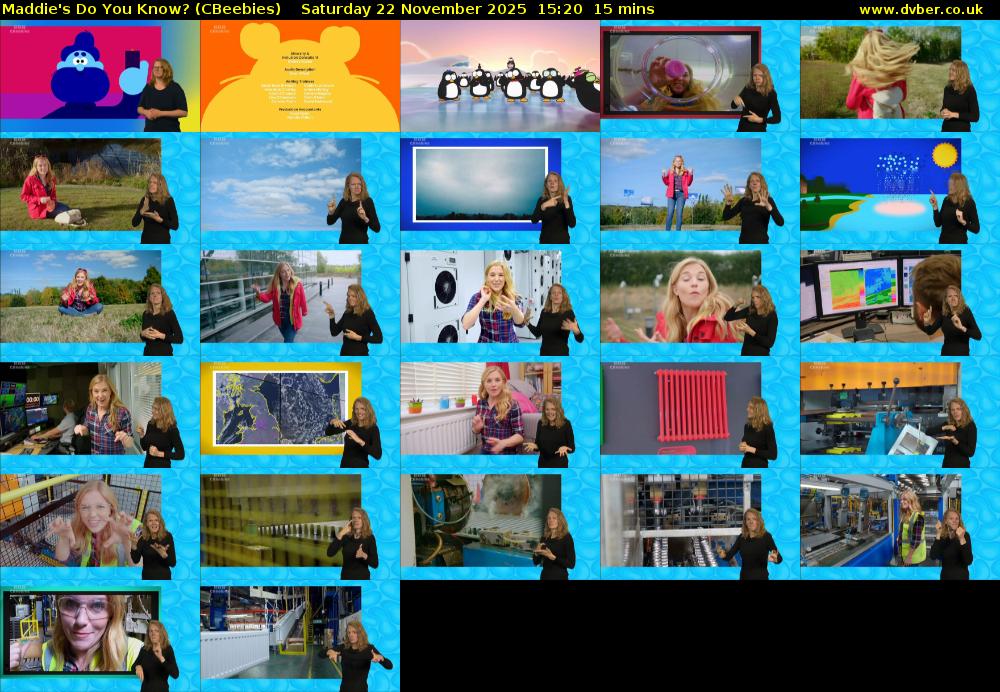 Maddie's Do You Know? (CBeebies) Saturday 22 November 2025 15:20 - 15:35