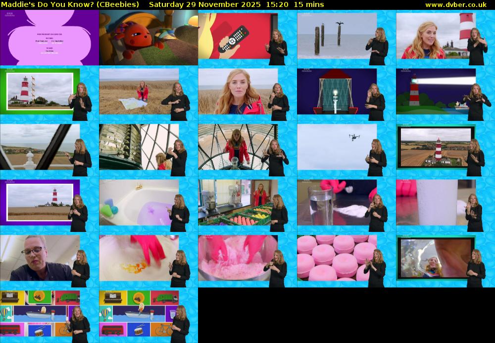 Maddie's Do You Know? (CBeebies) Saturday 29 November 2025 15:20 - 15:35