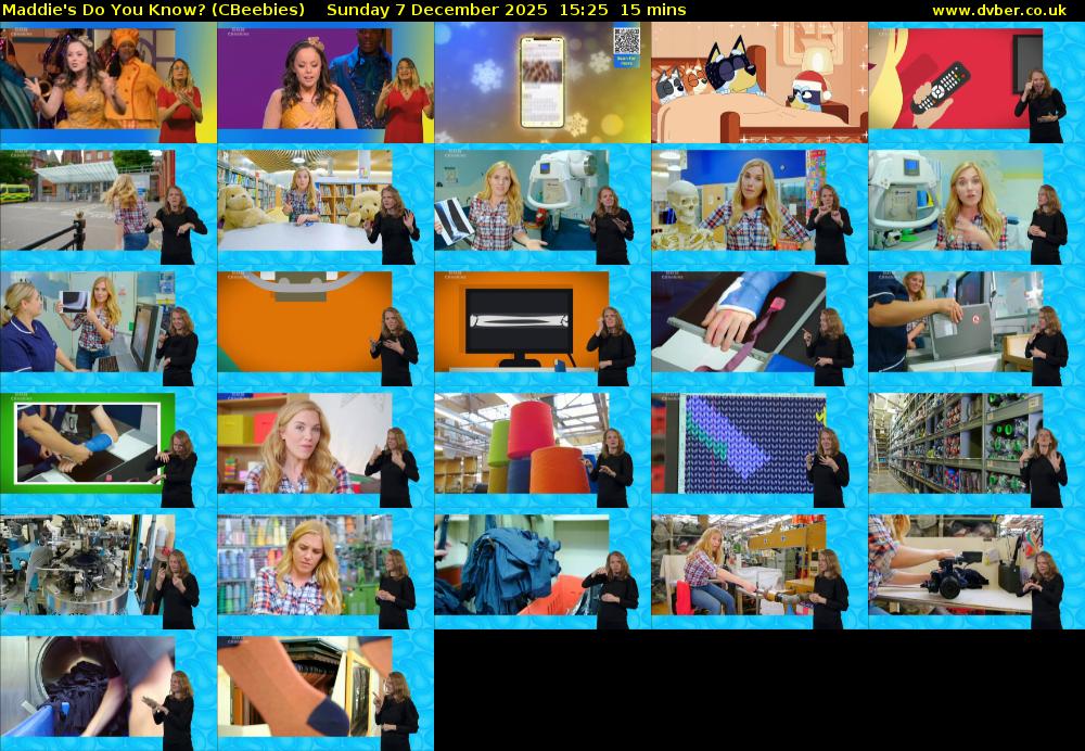 Maddie's Do You Know? (CBeebies) Sunday 7 December 2025 15:25 - 15:40