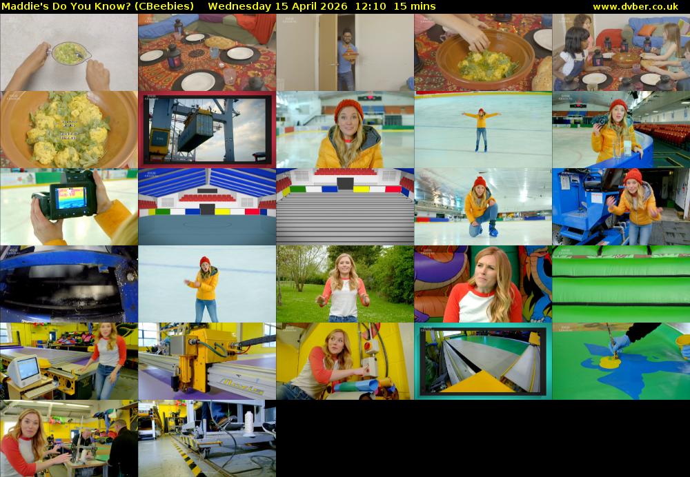 Maddie's Do You Know? (CBeebies) Wednesday 15 April 2026 12:10 - 12:25