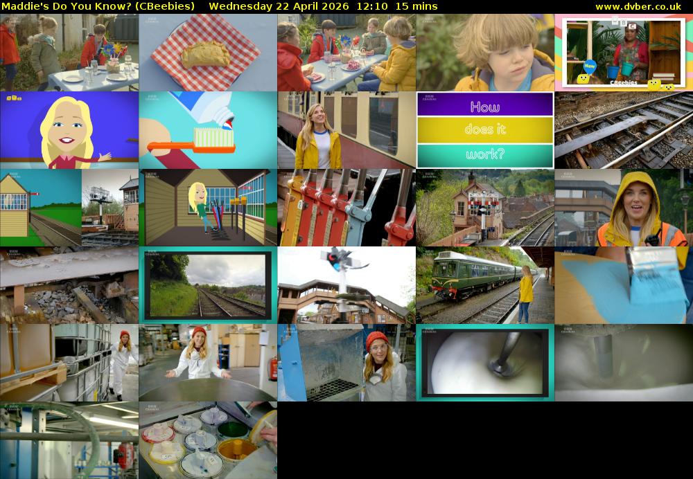 Maddie's Do You Know? (CBeebies) Wednesday 22 April 2026 12:10 - 12:25