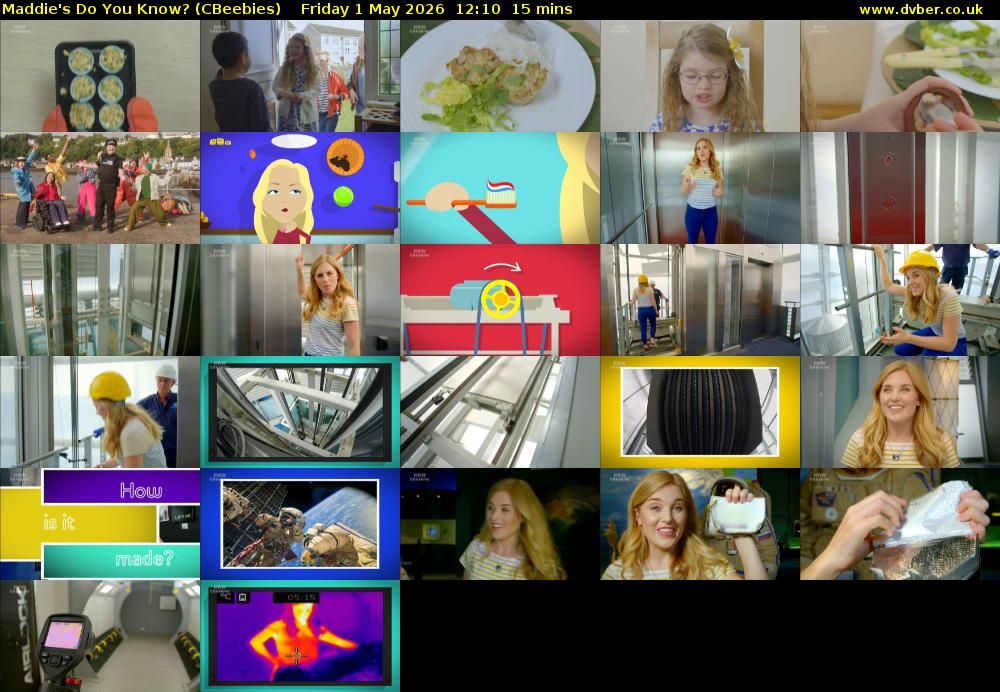 Maddie's Do You Know? (CBeebies) Friday 1 May 2026 12:10 - 12:25