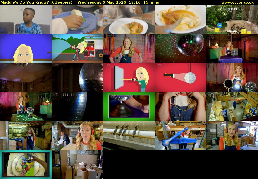 Maddie's Do You Know? (CBeebies) Wednesday 6 May 2026 12:10 - 12:25