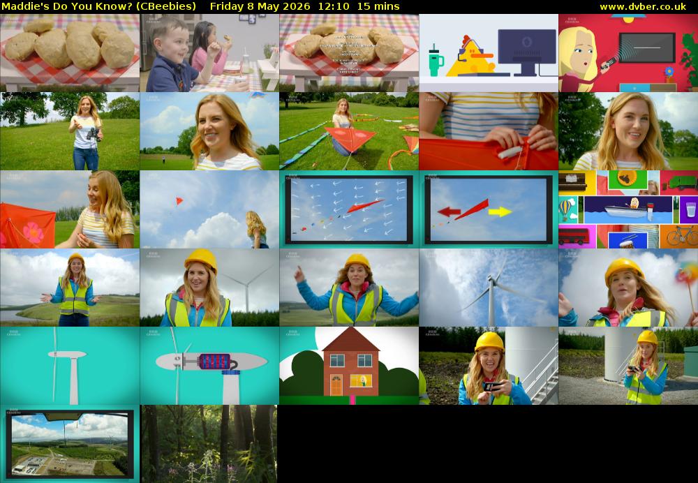Maddie's Do You Know? (CBeebies) Friday 8 May 2026 12:10 - 12:25