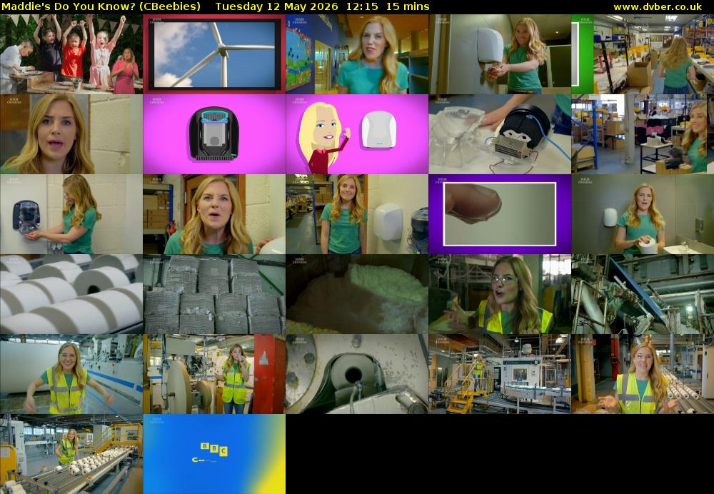 Maddie's Do You Know? (CBeebies) Tuesday 12 May 2026 12:15 - 12:30
