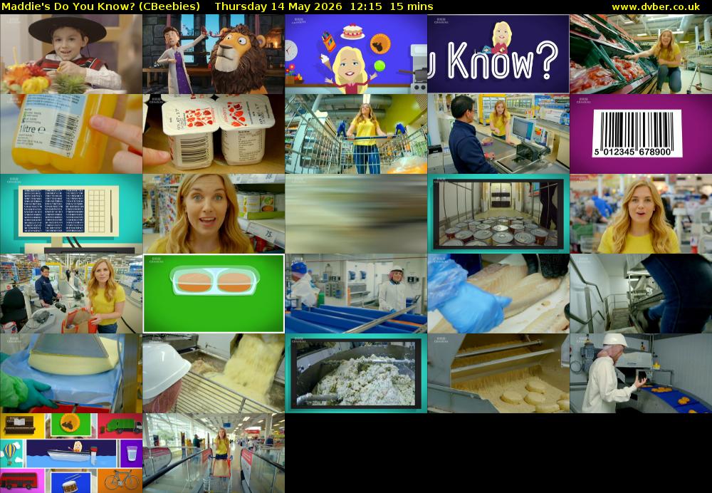 Maddie's Do You Know? (CBeebies) Thursday 14 May 2026 12:15 - 12:30