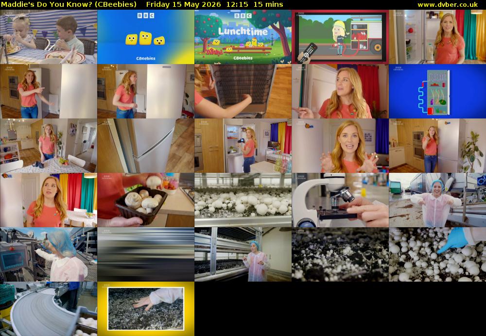 Maddie's Do You Know? (CBeebies) Friday 15 May 2026 12:15 - 12:30