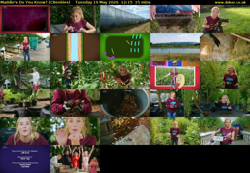 Maddie's Do You Know? (CBeebies) Tuesday 19 May 2026 12:15 - 12:30