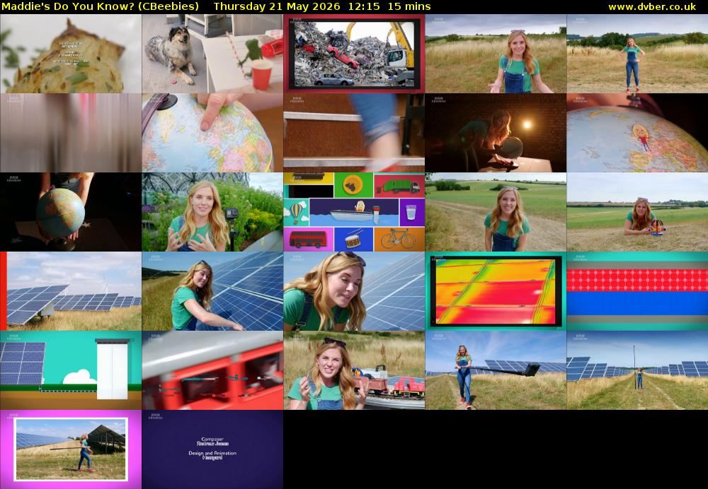Maddie's Do You Know? (CBeebies) Thursday 21 May 2026 12:15 - 12:30