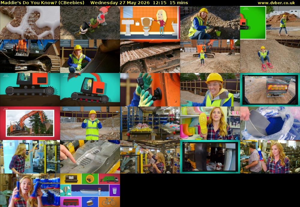 Maddie's Do You Know? (CBeebies) Wednesday 27 May 2026 12:15 - 12:30