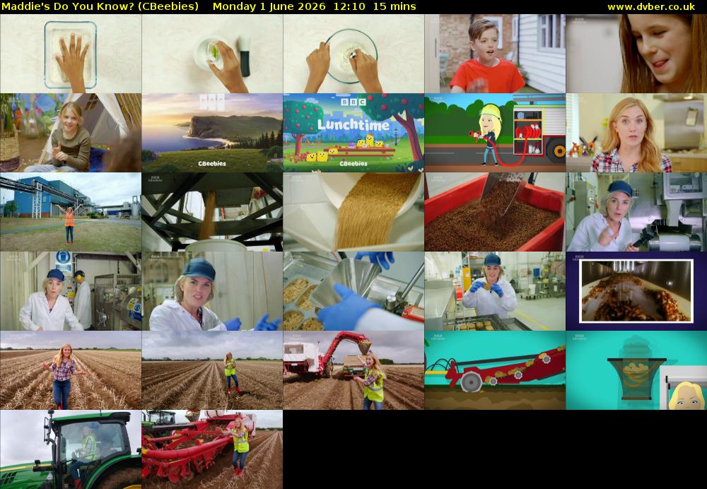 Maddie's Do You Know? (CBeebies) Monday 1 June 2026 12:10 - 12:25