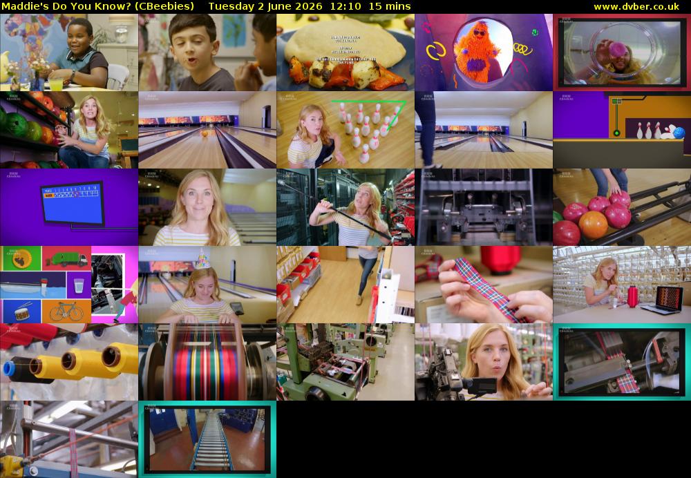 Maddie's Do You Know? (CBeebies) Tuesday 2 June 2026 12:10 - 12:25