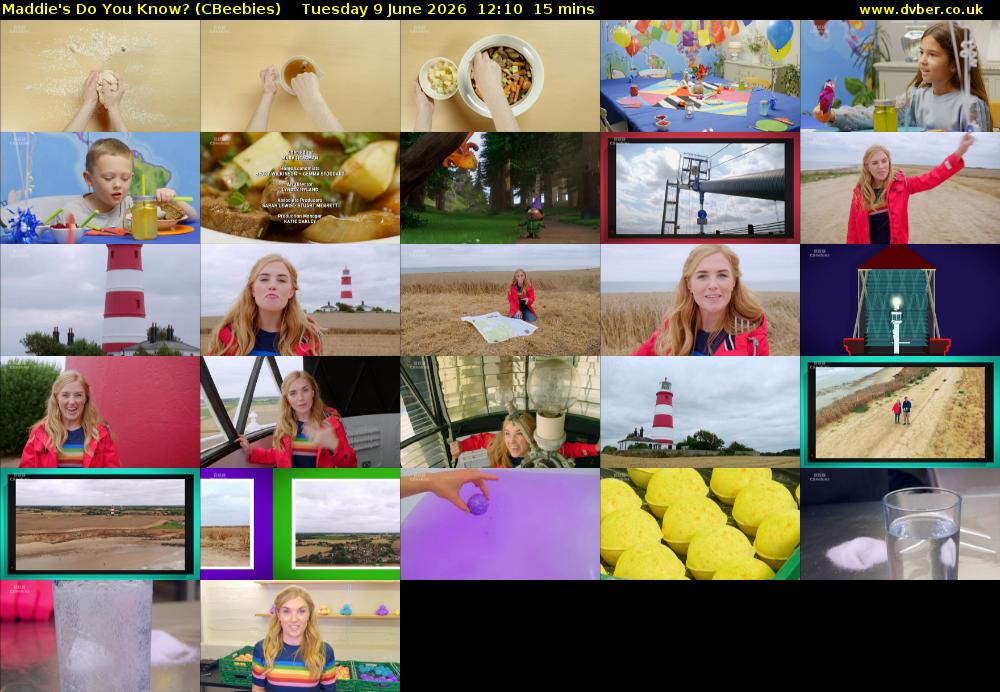 Maddie's Do You Know? (CBeebies) Tuesday 9 June 2026 12:10 - 12:25