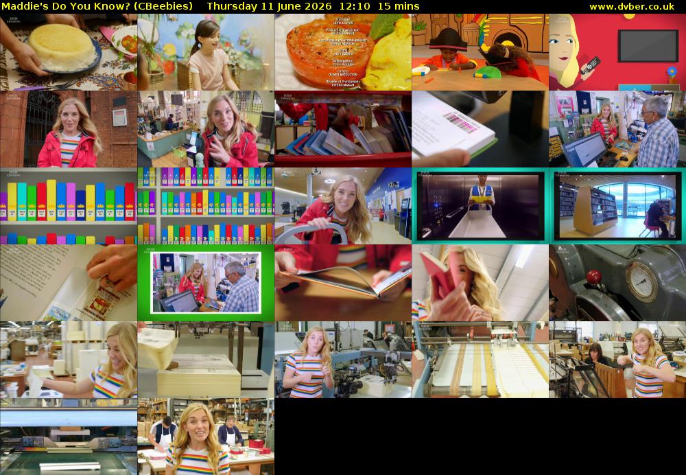 Maddie's Do You Know? (CBeebies) Thursday 11 June 2026 12:10 - 12:25