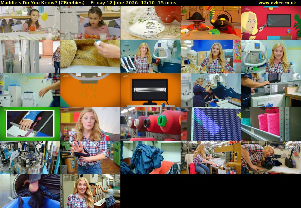 Maddie's Do You Know? (CBeebies) Friday 12 June 2026 12:10 - 12:25