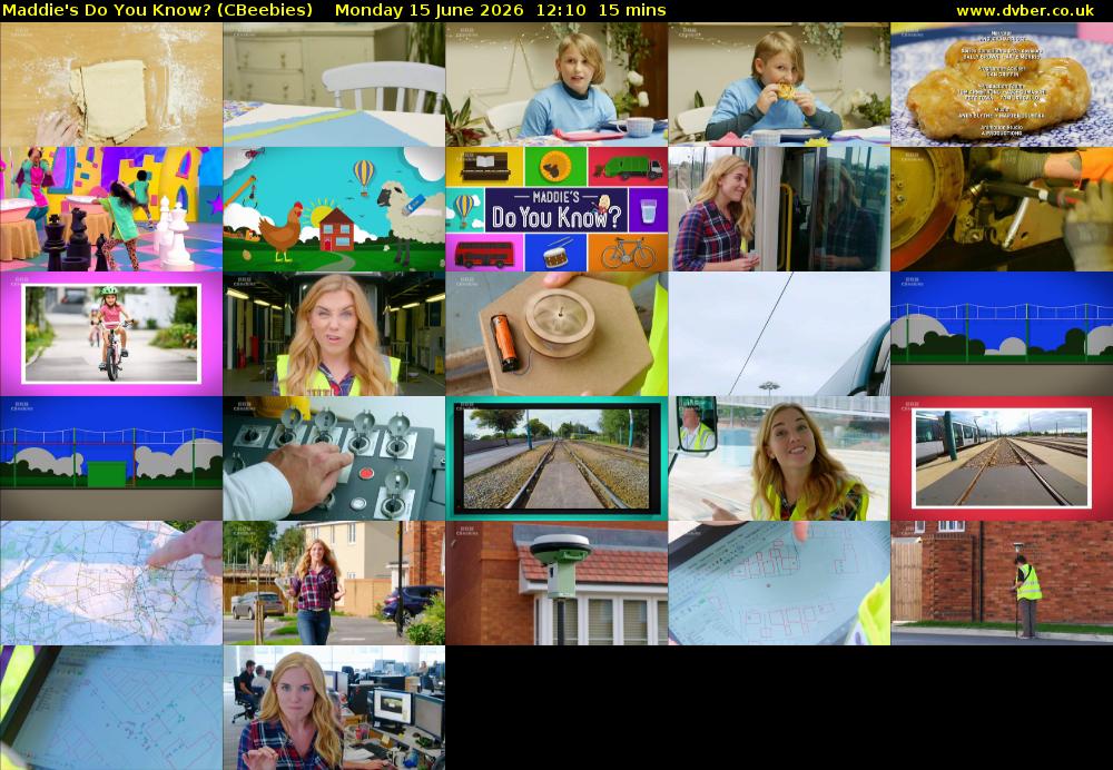 Maddie's Do You Know? (CBeebies) Monday 15 June 2026 12:10 - 12:25