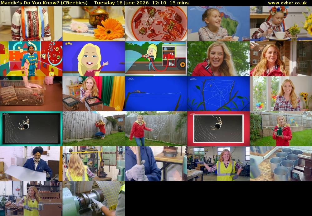 Maddie's Do You Know? (CBeebies) Tuesday 16 June 2026 12:10 - 12:25